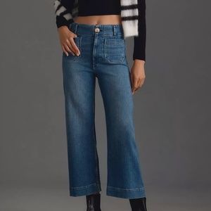 The Colette Denim Cropped Wide-Leg Jeans by Maeve